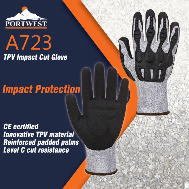Anti-impact glove Anti-vibration Cut resistance Industrial machinery Nitrile foam coating