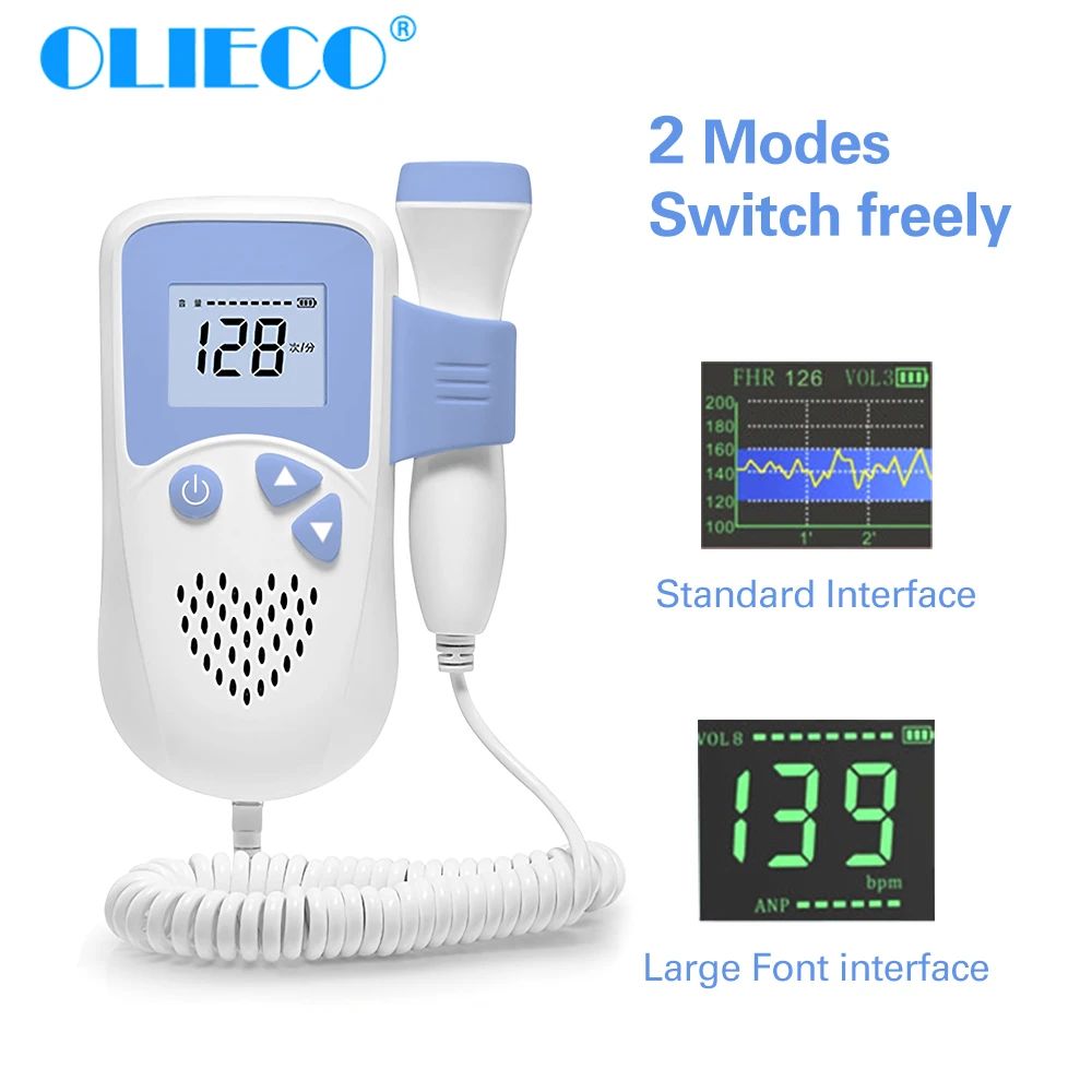 OLIECO 2 5 МГц беременных Doppler Home Пренатальная Детские сердцебиение монитор ЖК