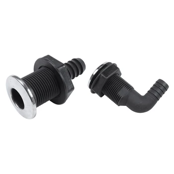 

New Arrival-1Pcs Nylon Hull Bilge Trim with Stainless Steel Rim Pump Aerator Hose & 1Pcs 3/4 Inch Hull Hose Connector Water Outl
