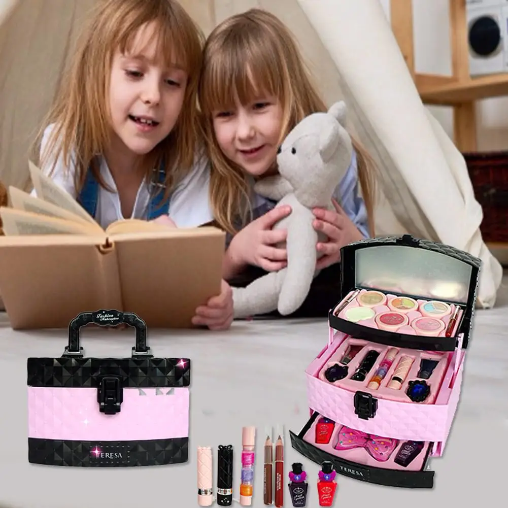 Girls Makeup Kit Cosmetics Play Set Pretend Play Play House Dress Up Non Toxic Mirror Cosmetic 1 Girls Makeup Kit Cosmetics Play Set Pretend Play Play House Dress Up Non Toxic Mirror Cosmetic 4