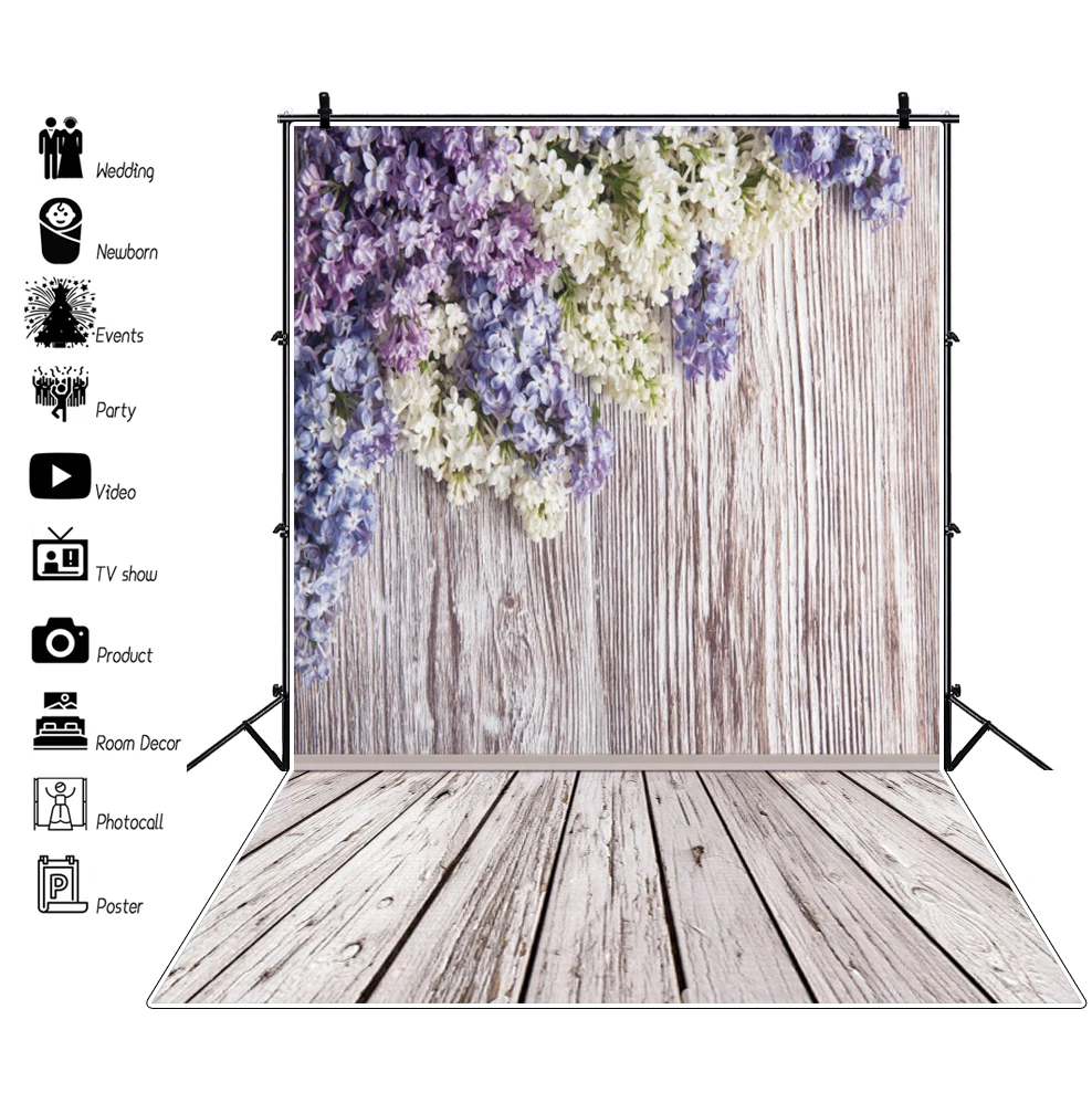 

Wood Backgrounds For Photography Spring Flowers Petal Planks Texture Party Baby Doll Portrait Photographic Backdrop Photo Studio