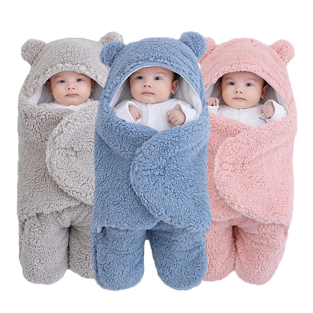 

Baby Sleeping Bag Ultra-Soft Fluffy Fleece Newborn Receiving Blanket Infant Boys Girl Clothes Sleeping Nursery Wrap Swaddle 0-9M