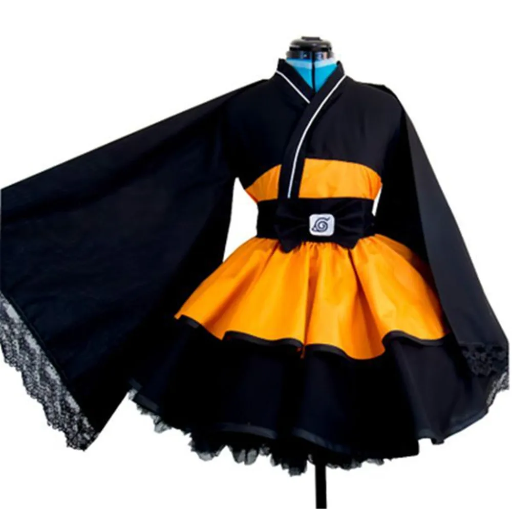Customized Anime Naruto Cosplay Costume Uzumaki Lolita Clothes Uchiha Sasuke Kimono Dress
