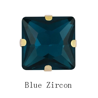 Blue Zircon Красивые Стразы квадратные стеклянные хрустальные стразы высокого качества пришить стразы с золотыми плоскими когтями нашивки на одежду ремесла - Цвет: Blue Zircon