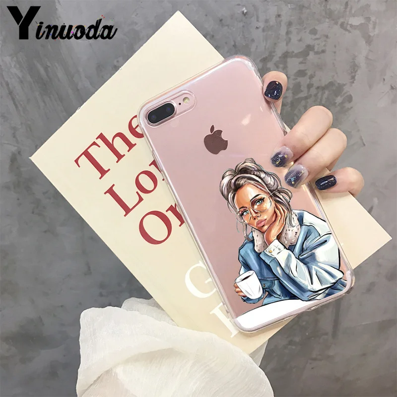 Yinuoda VOGUE Art Princess Girls Female boss coffee Чехол для телефона iPhone 8 7 6 6S Plus X XS max 10 5 5S SE XR Coque
