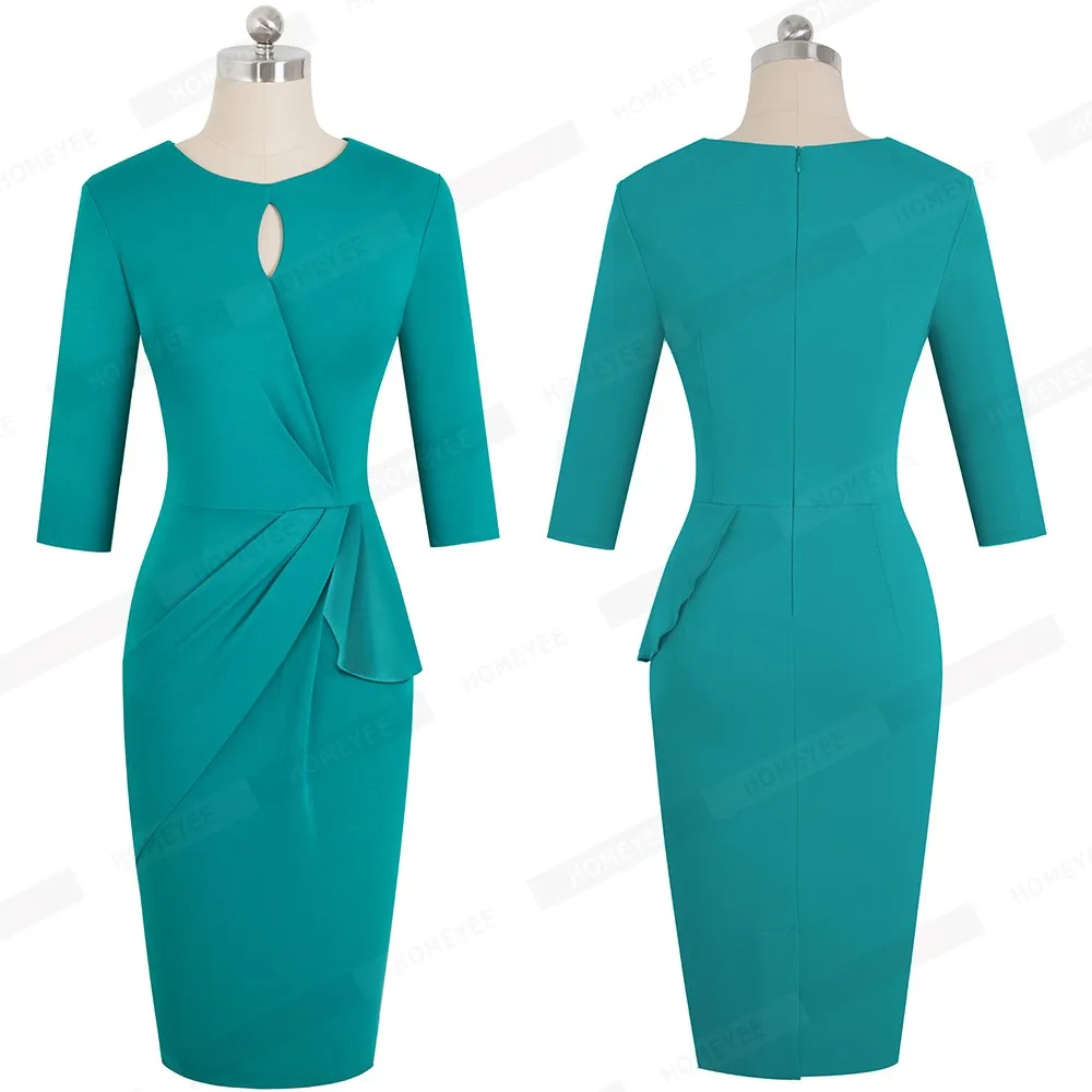 Summer Women Elegant Solid Color Sexy Bodycon dress Short Sleeve Business pencil Dress EB540