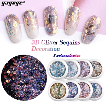 

US UK SHIP Yayoge 8 Colors Nail Art Holographic Sequins Colorful Charm Dust for Manicure UV Gel Polish Decorations For Nail Art