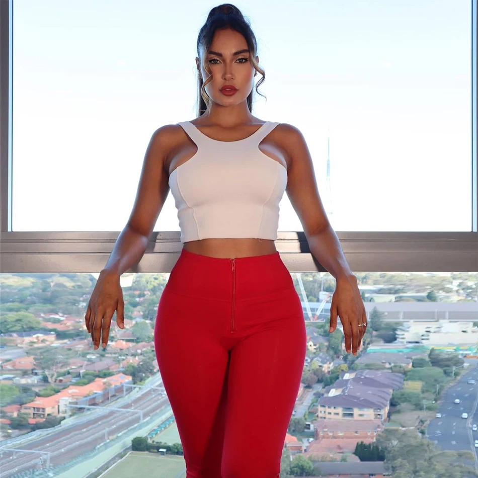 Melody Red Pants Women Gym Leggings 