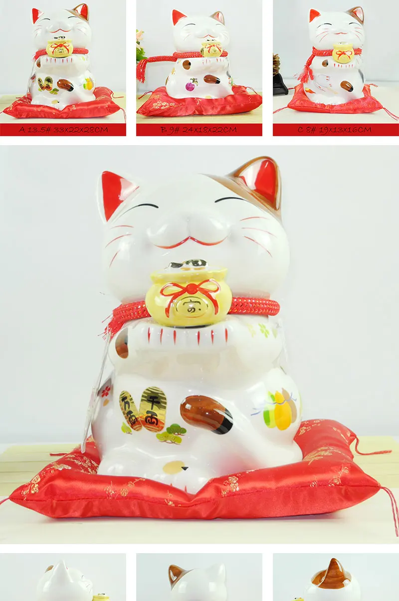 8/9/13,5 дюймов Lucky Cat керамика украшения дома фарфоровые украшения Бизнес Подарки Свинья-копилка для открытия подарочные изделия фэн-шуй