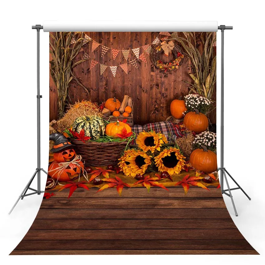

NeoBack Photography Background Plank Wood Wall Pumpkin Sunflower Autumn Backdrop Photocall Photo Studio Printed Photo Prop