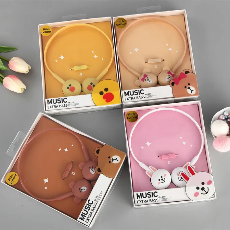 

Headphones wired headphones music headphones with microphone cute girl animal headphones cartoon