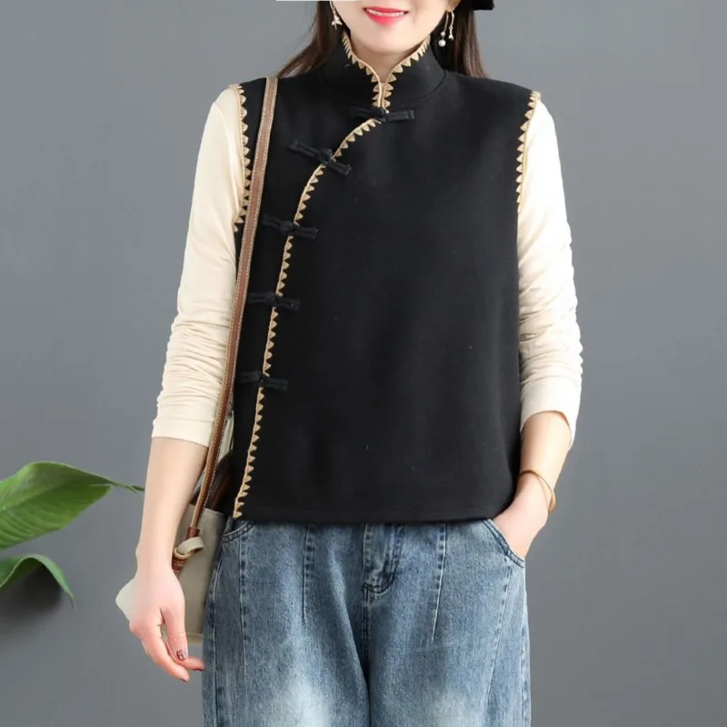 Retro Chinese Style Top Vest Women Modern Tang Suit Gilet Shirt Loose Oriental China Traditional Ethnic Blouse Clothing Harajuku