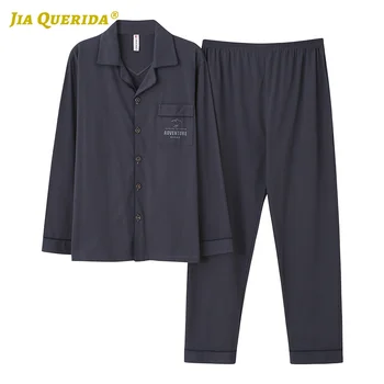 

New Turn Down Collar Long Sleeve Long Pants Sleepwear Fashion Style Casual Style Homesuit Homeclothes Pajamas Set Man Clothes