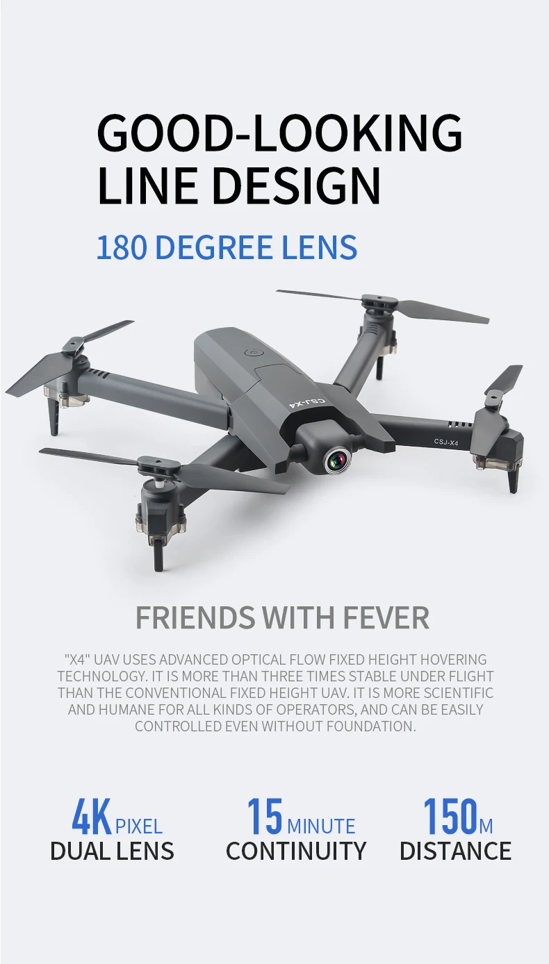 CSJ X4 Foldable Profissional Drone with 4K HD Camera WiFi FPV Optical Flow RC Helicopter Quadrocopter Kid Toy VS SG106 E520 GD89