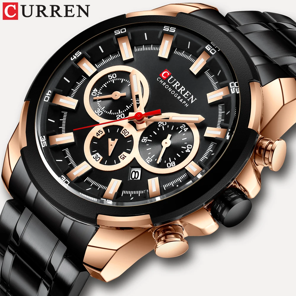 

CURREN Men Watches Luxury Brand Chronograph Men Sports Watches Waterproof Stainless Steel Quartz Men's Watch Relogio Masculino
