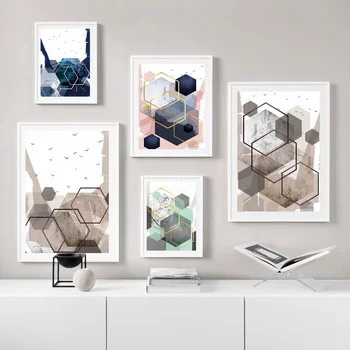 

Geometric Landscape Abstract Art Poster Canvas Print Wall Pictures for Living Room No Frame