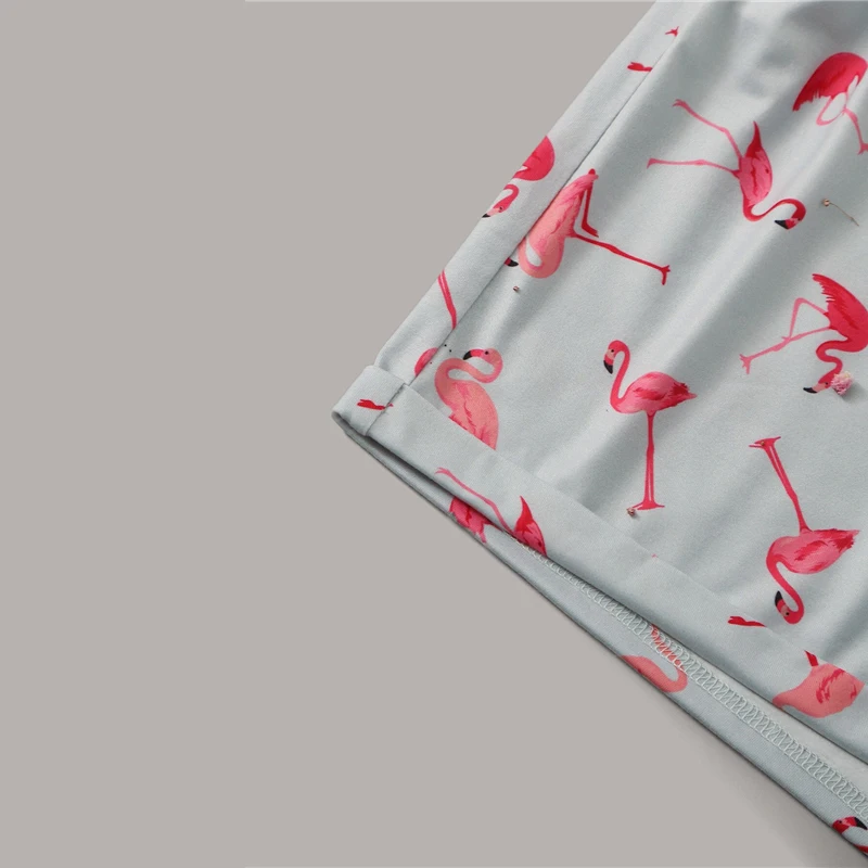Dotfashion белый пижамный комплект с принтом фламинго и букв Летние повседневные пижамы для женщин Весенняя женская домашняя одежда с коротким рукавом