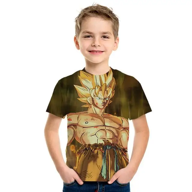 Goku/Vegeta patrn Dragon Ball animacin patrn nios camiseta impresin 3D nios camiseta hombres/nias moda camiseta - Цвет: PT-246