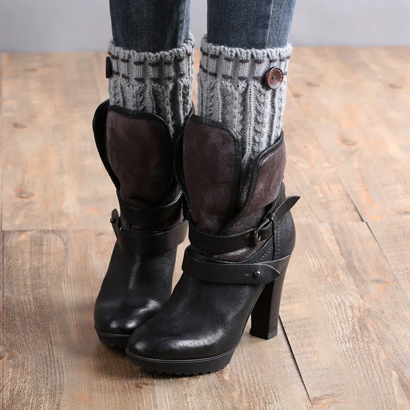 Winter Women Warm Solid Leg Warmers Knitting Socks Women Knitted Socks Leg Warmers Boot Cover Chausettes