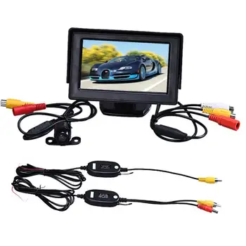 

4.3 Inch TFT LCD Monitor Car Reverse Rearview Back Up Camera Parking Wireless Kits Mar13