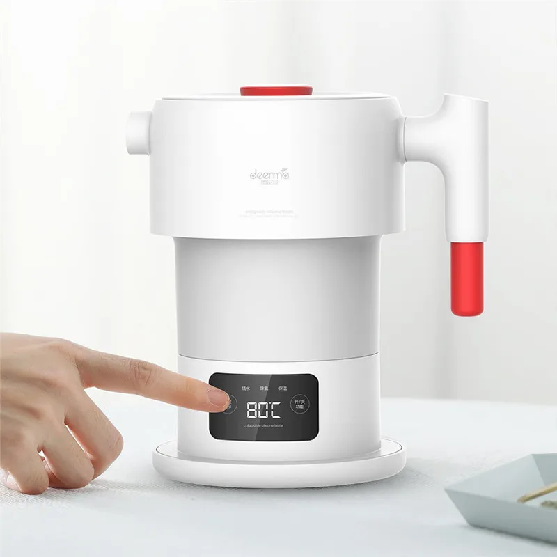

New Folding Electric Kettle 0.6L Travel Portable Water Kettle Temperature Display Smart Touch Control Insulation Pot