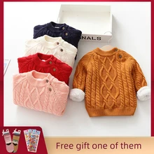 Пуловер, Рождественский свитер для детей для маленьких мальчиков и девочек из плотного бархатного флиса вязаный Зимняя Одежда для мальчиков детская одежда детские свитера