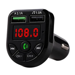 Transmisor FM LED Compatible con Bluetooth 5,0, kit de cargador de coche USB Dual 3.1A 1A, reproductor de música MP3 USB para iphone, disco U/TF