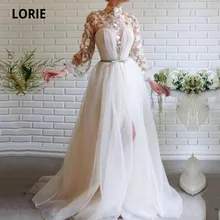

LORIE Fairy Prom Dress High Neck Flower Long Sleeves Dresses for Women Arabic Evening Party Celebrity Gown vestidos de formatura