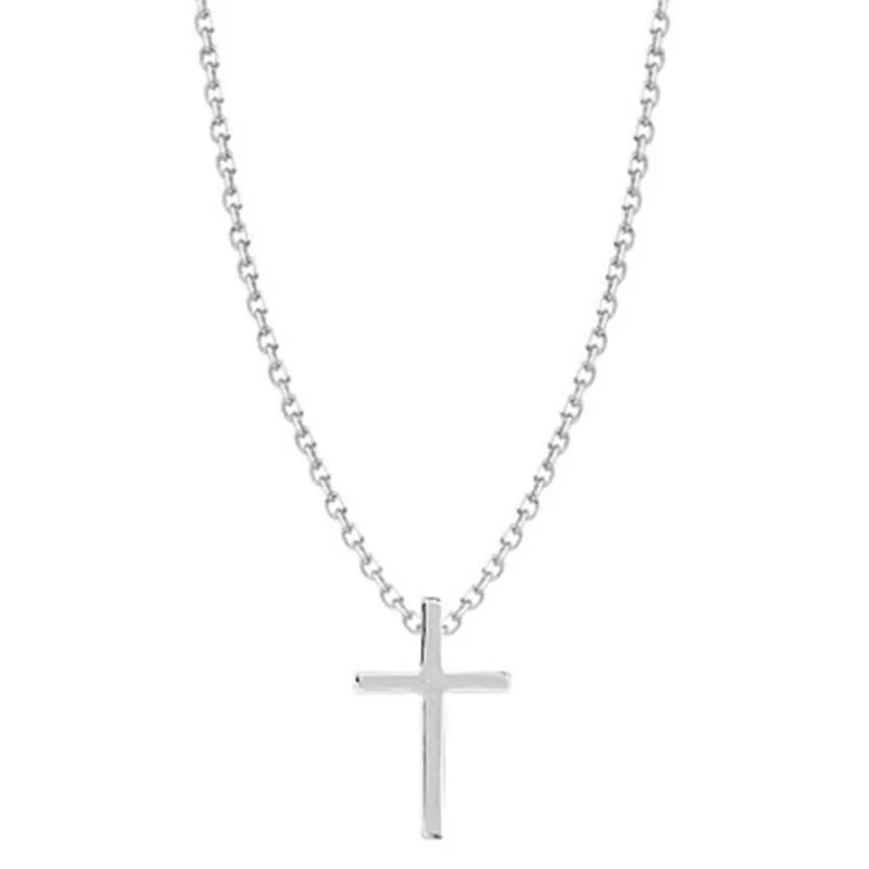 New 925 Sterling Silver Necklace Smooth Shiny Cross Choker Simple Pendant Clavicle Chain Gift For Girl Exquisite Jewelry SKN005