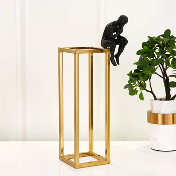 

minimalism Office Desktop Metal Figurines Crafts Resin Thinker Character Statue Decoration Home Livingroom Table Accessories