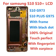 Oryginalny ekran dotykowy Super AMOLED do Samsung Galaxy S10 G973F S10 + G975F S10PLUS G975U wyświetlacz lcd z ekranem ramki