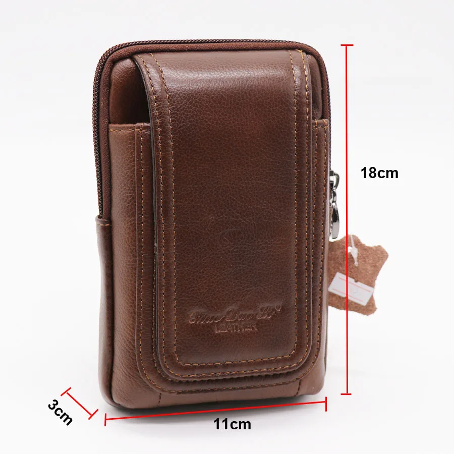 Чехол для мобильного телефона из натуральной кожи 5,5-6 дюймов, чехол для сотовых телефонов, сумка на молнии, мужская сумка через пояс, поясная сумка - Цвет: Vertical1