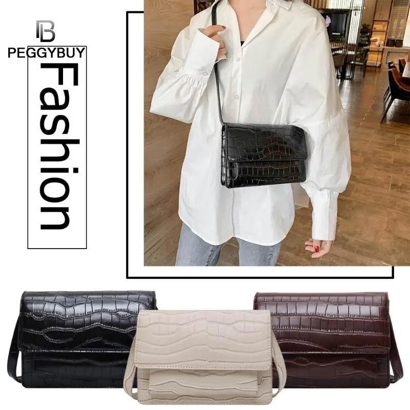 

Women's Handbags 2020 Fashion New High Quality PU Leather Women Handbags Female Solid Flap Stone Pattern Shoulder Messenger Bag