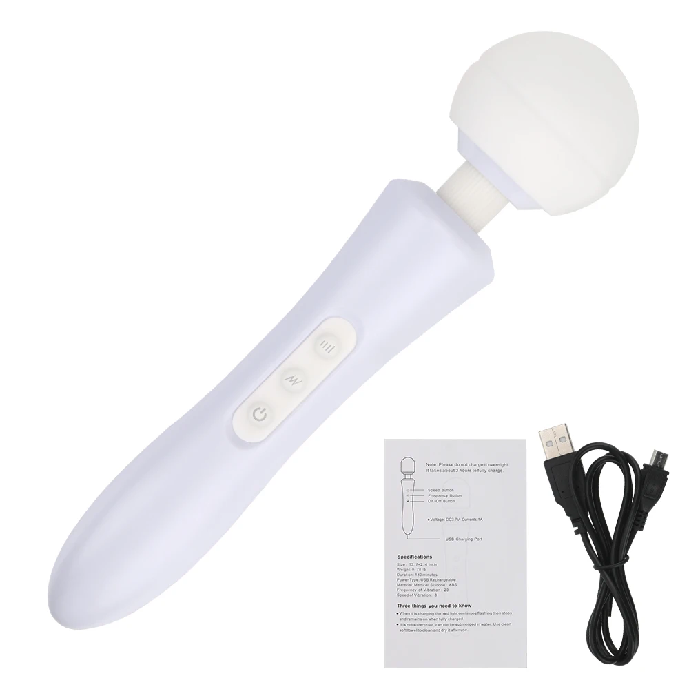 Potente vibratore a bacchetta magica, giocattoli sessuali per donne, enorme testa AV Rod, 20 frequenze, 8 velocità, massaggio corporeo, vibrato_voghion.com