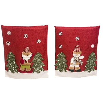 

2Pcs Christmas Chair Cover Dinner Dining Table Santa Claus Snowman Red Cap Ornament Chair Back Covers Christmas Decor Table New