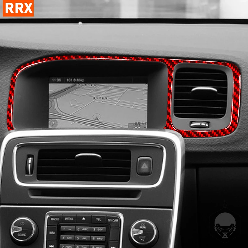 

For Volvo V60 2010-2017 S60 2010-2018 Carbon Fiber Sticker Navigation Display Panel Frame Cover Trim Car Interior Accessories