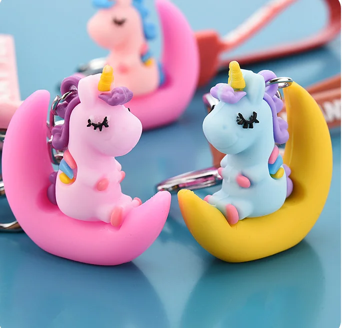 Cute Unicorn Doll Keychain Couple Car Moon Horse Pendant Student Schoolbag Key Chain Girls Child Women Bag | Украшения и