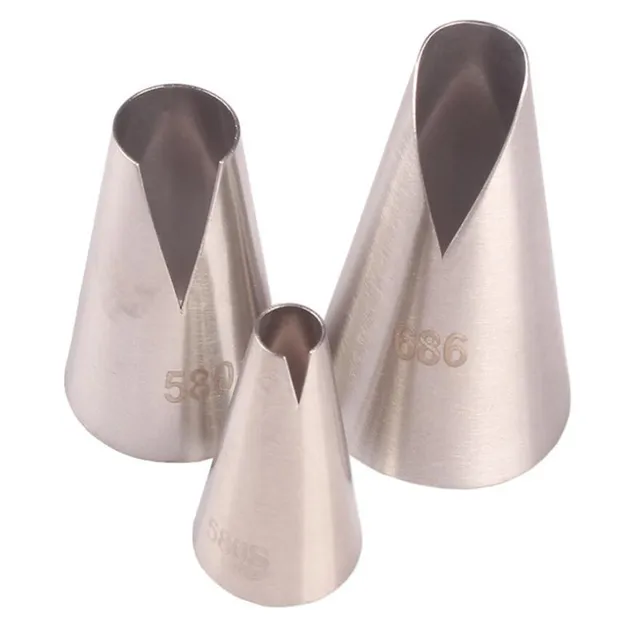 3 db/Szett 580S#580#686 Cake Fúvókák Krémdekoráció Torta Fejcél Jegesedés Csővezeték Fúvóka Tippek Fondant Tészta Szerszámok