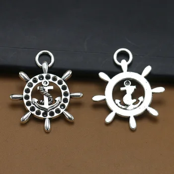 

ANGRLY 10pcs 33*28mm Have Hook Up Ancient Silver Alloy Rudder Pendant DIY Handmade Material Pendant Accessories Metal Crafts