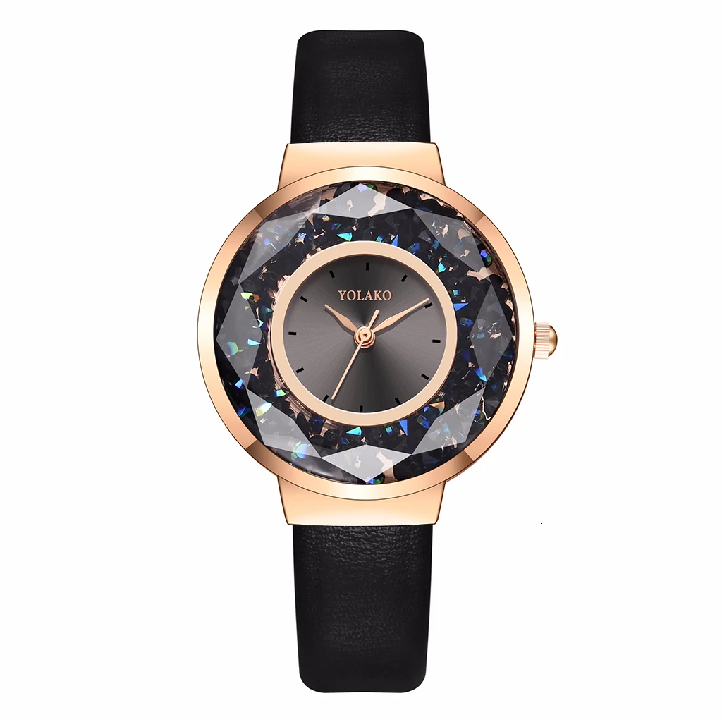 Reloj Mujer роскошные женские часы кварц Стразы Часы YOLAKO бренд Для женщин кожа перемещение с бриллиантами часы Relogio Feminino