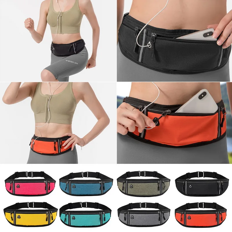 Outdoor Waist Packs Bags Unisex Sport Fitness Running Nylon Waistband Belt Bags 