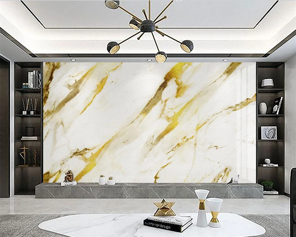 beibehang Customized Modern wall papers home decor Bedroom Living Room French Foil Golden Line Marble Background Wallpaper