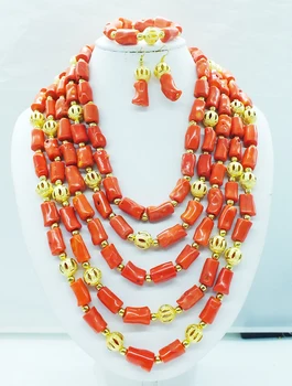 

Latest 5 layer Party African Jewelry Set Nigerian Beaded Coral Jewelry Set Fashion Lady Jewelry Set Free Shipping
