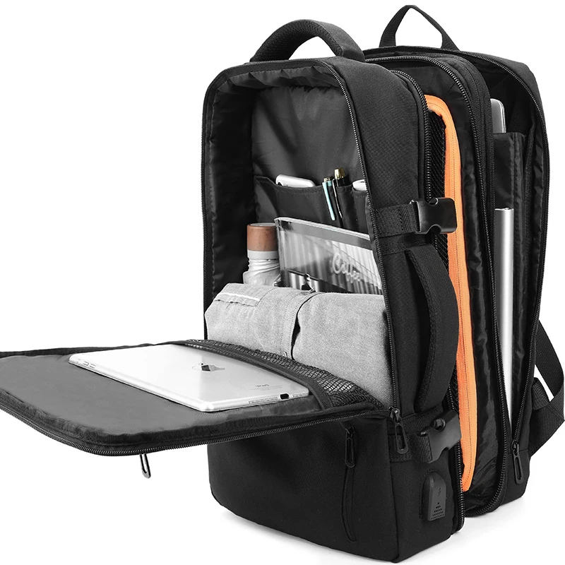 Men Multifunction 15.6" Laptop Backpack Large Capacity Expansion USB Charging Port Travel Backpacks Water Repellent Luggage Bags