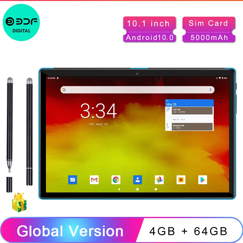 10.1 Inch Tablets Android 10.0 4GB + 64GB 4G Phone Call Smart Pc Android Tablet Android, Tablet Phone,Android tablette,Touch Pen most popular apple ipad Tablets