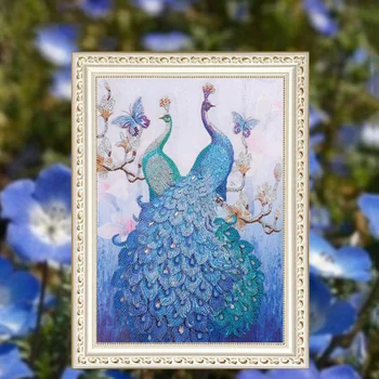 

5d Diy Shaped Frameless Diamond Painting Blue Peacock Living Room Bedroom Masonry Decorative Painting Diamond Painting