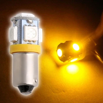 

1Pc T11 BA9S 5050 5-SMD LED Bulb Car Lamp 12V T4W 3886X H6W 363 Yellow Light