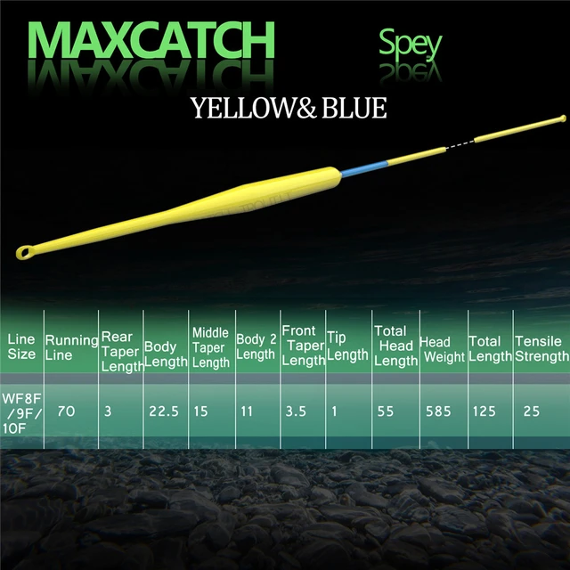 Maximumcatch WF3F-8F Single Handed Spey Fly Fishing Line 90ft With 2 welded  loops peach/camo Floating Fly Line