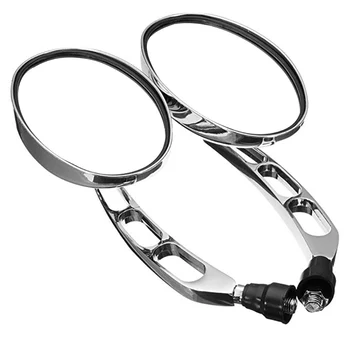 

DERI 1Pair Chrome Universal Motorcycle Oval Rearview Mirrors 10mm Rear View Side Mirrors For Kawasaki for Honda for Suzuki