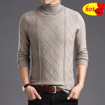 

Men Autumn Sweater Winter Thick Warm Turtleneck Pull Homme Slim Fit Knitwear Cashmere Wool Pullover Men Top